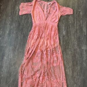 NWT Honey Punch Coral Romper, Small